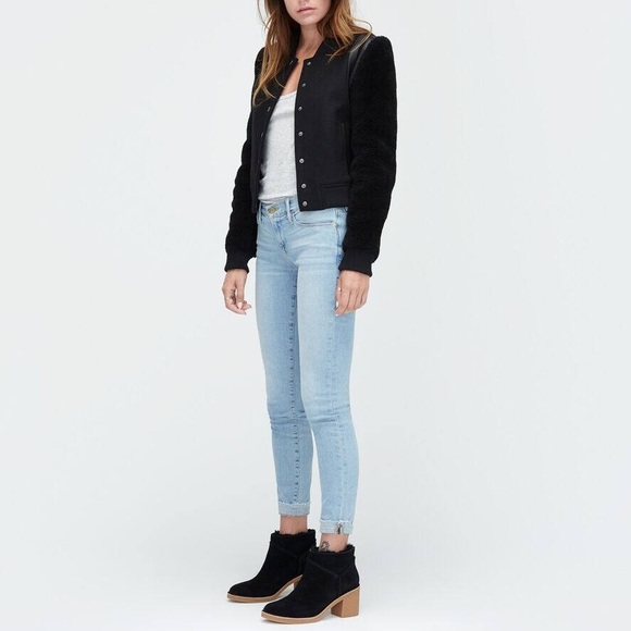 π S UGG Wool Leather Sherpa Varsity Bomber Jacket - Picture 5 of 13